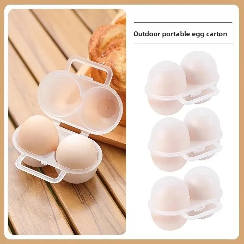 

Hot 1PC Portable Egg Storage Box 2 Grids Plastic Durable Egg Storage Container Save Space Refrigerator Egg Dispenser with Fixed