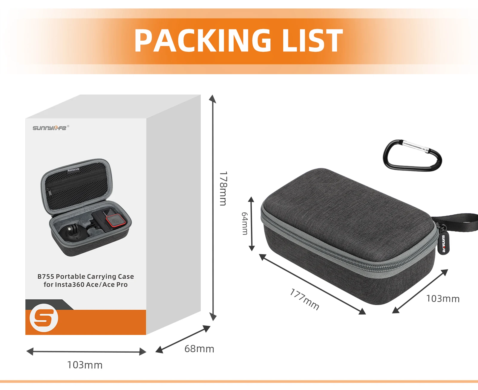 Bolsa de armazenamento padrão de alta qualidade para insta360 ace/ace pro bolsa de armazenamento portátil cinza pacote padrão caixa protetora acessórios