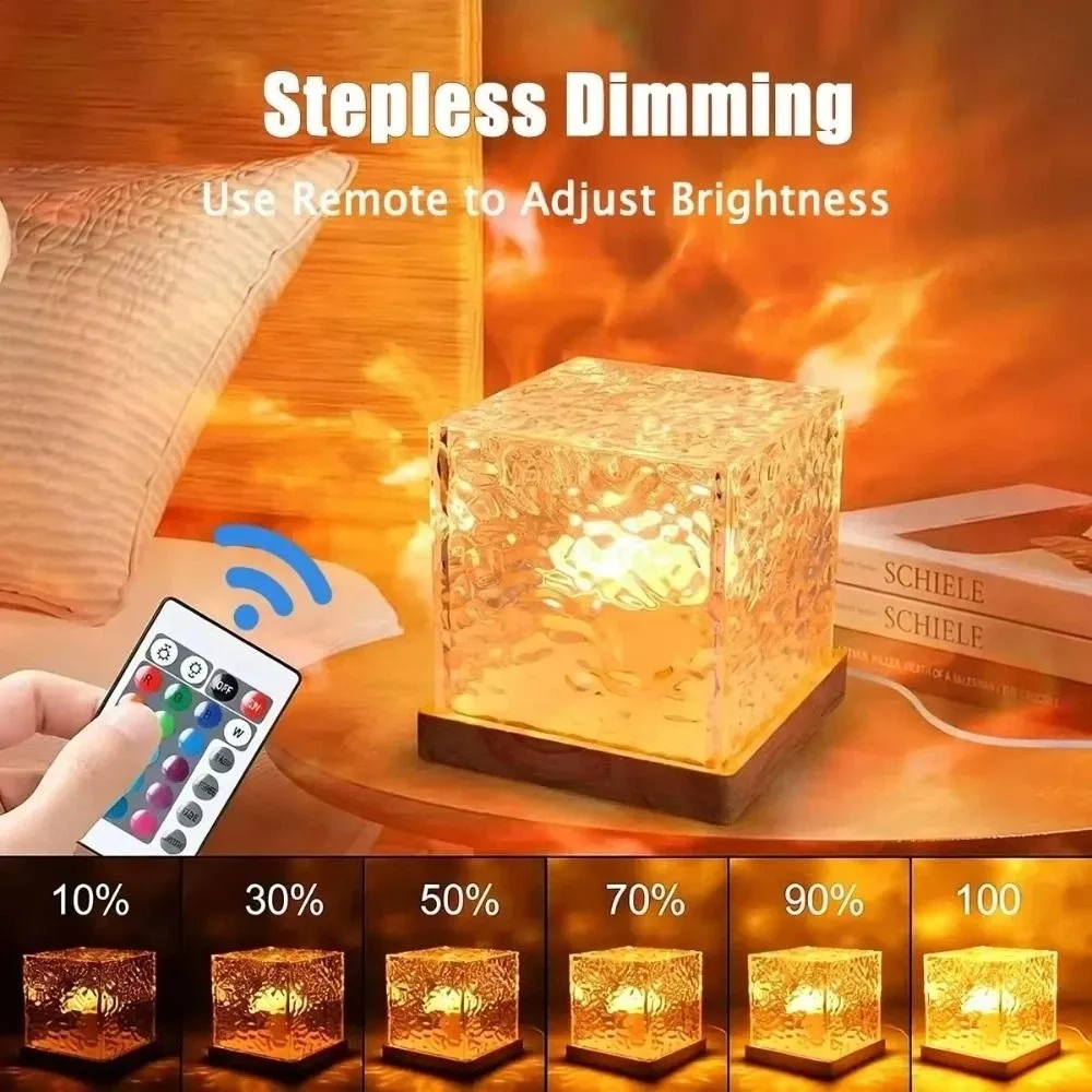 Dynamic Rotating, Water Ripple Lamp Remote Control Multi Color Water Wave Projector Light RGB Color Changing Plug in