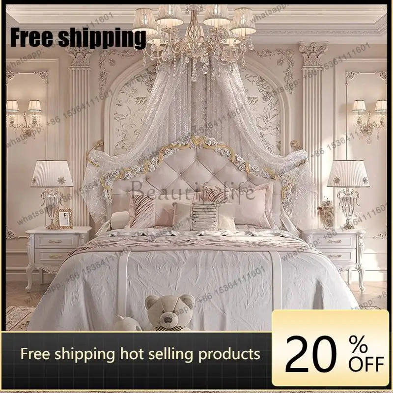 LJY White Soft Double Bed Couples Australia Style Storage Modern Double Bed Luxury Japanese Wooden Camas De Dormitori Furniture