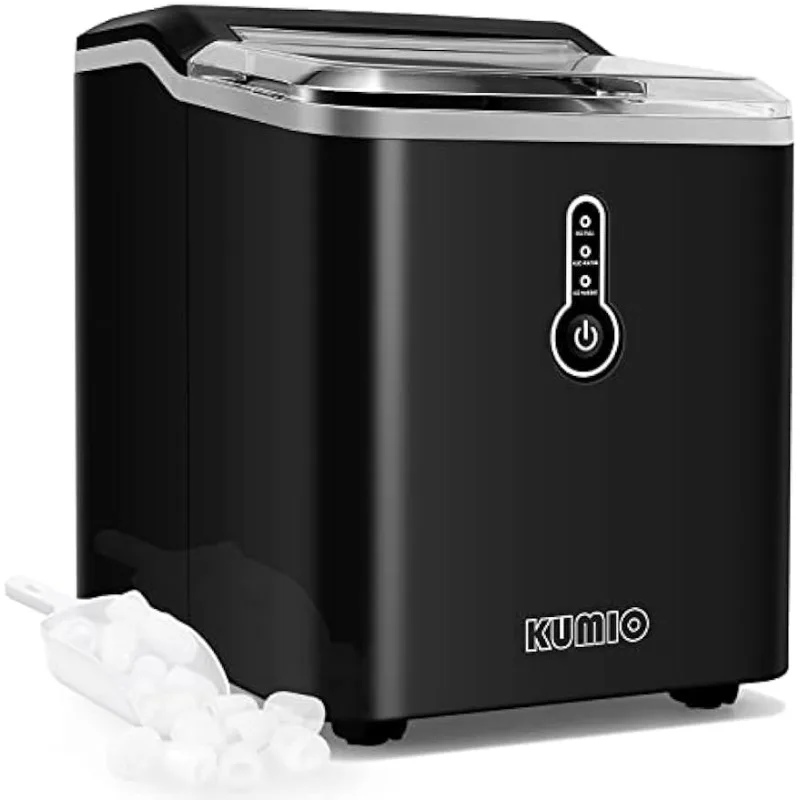 KUMIO-máquina de hielo portátil con cuchara, encimera de hielo, 9 balas gruesas listas en 6-9 minutos, 26,5 libras en 24 horas