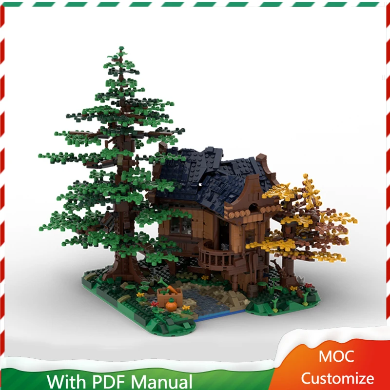 

3037 шт. средневековый лесной домик на дереве, архитектурный строительный блок, настроить, сделай сам, образовательная сборка, детская игрушка, подарок-сюрприз на день рождения