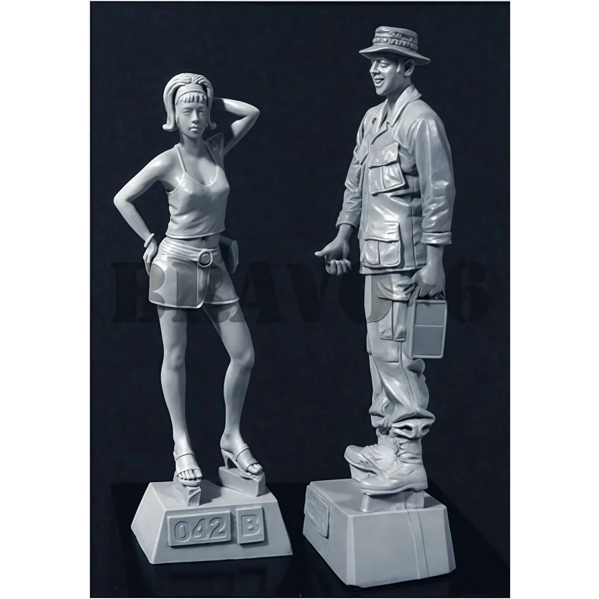 Conjunto de modelo de resina 1/35 sem pintura, guerra do Vietnã - soldados americanos e meninas vietnamitas sem montagem e sem pintura GK