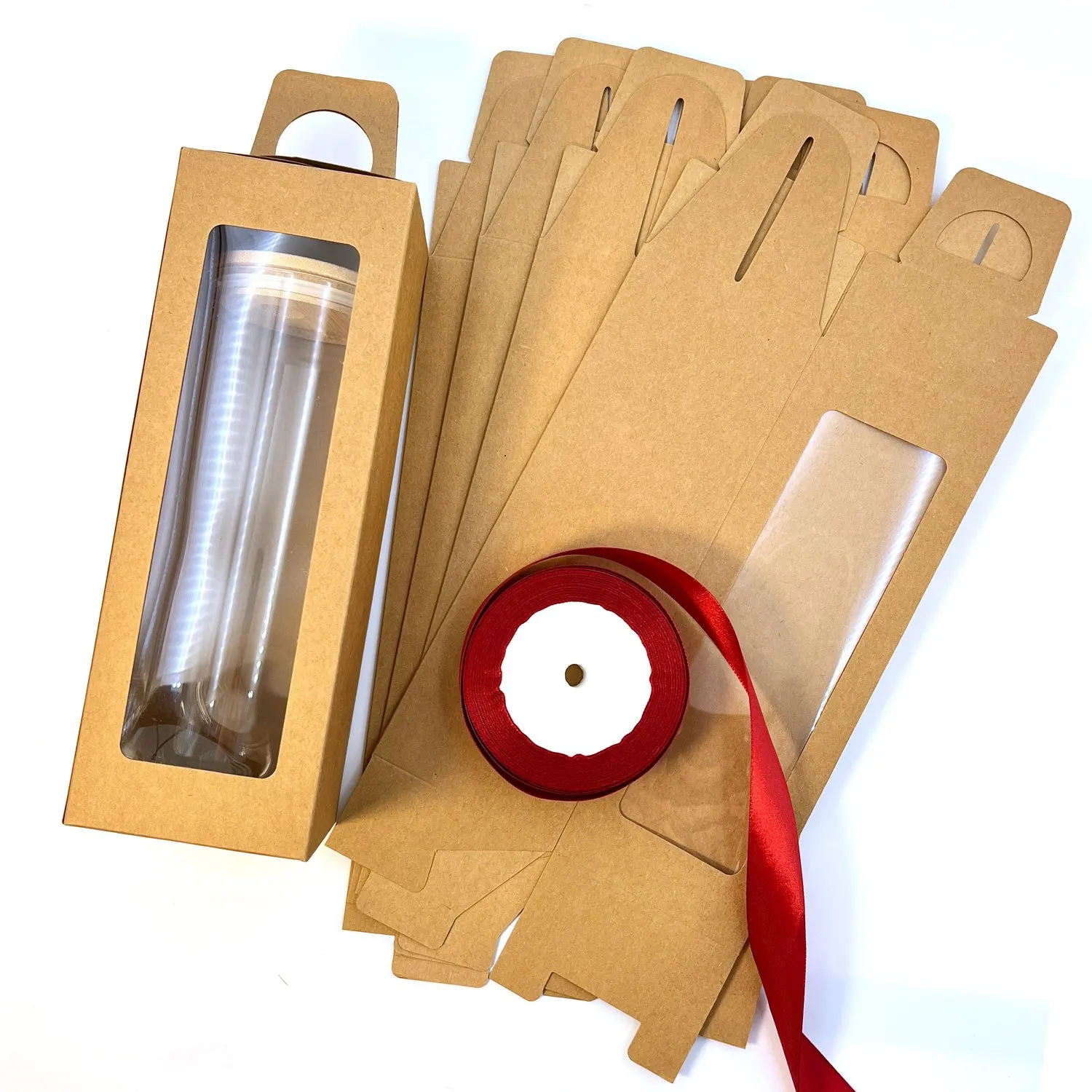 5pcs Gift Boxes with 1roll 24 Yard Ribbon for Sublimation Glass Exhibition Box for 12 Oz-25 Oz Tumbler Gift Box for Sublimation