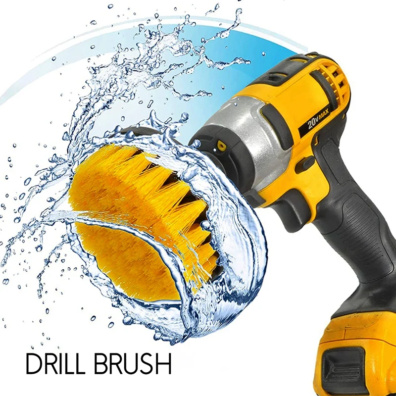 AT69 -4Pcs Combinate Drill Brush Power Scrubbing Brush Drill Spin Scrubber Electric Cleaning Brush Fixing For Car Bathroom Woode