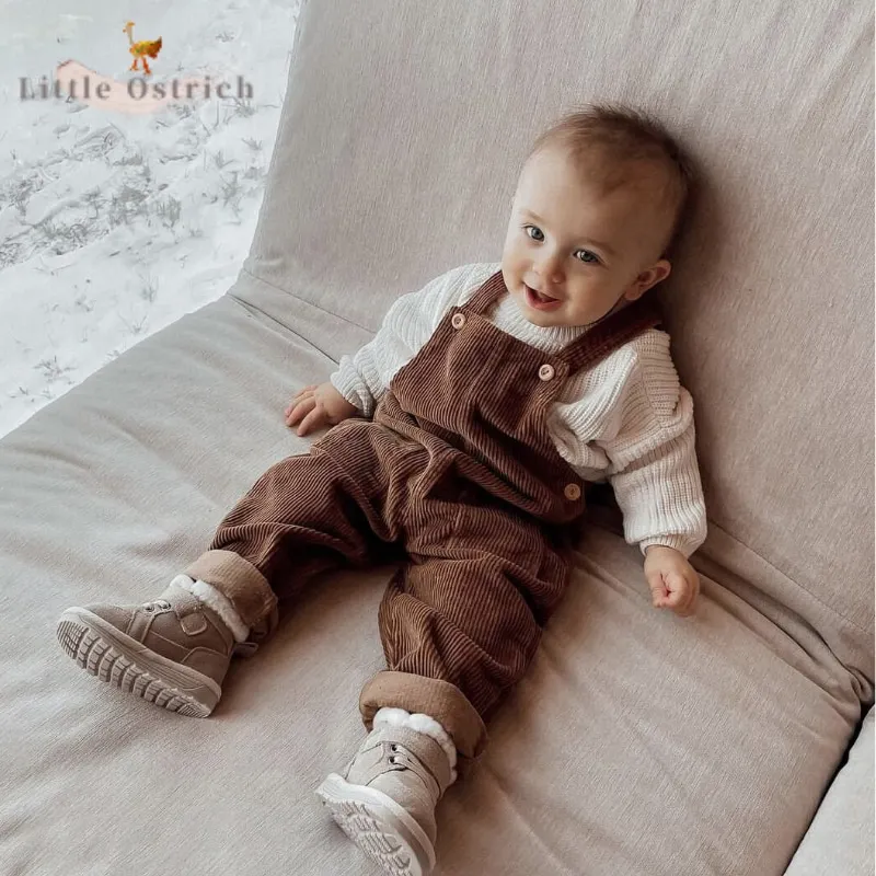 

Newborn Baby Girl Boy Corduroy Suspender Pant Infant Toddler Solid Bottom Cotton High Waist Pocket Trouser Baby Clothes 3M-2Y