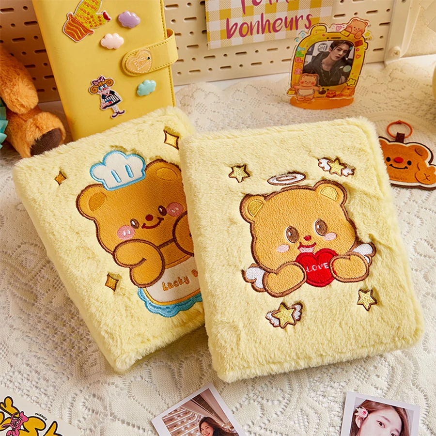 كتاب بطاقات الدب الكريمي القطيفة 4 ألبوم صور شبكي كتاب تذكار ستار تابع 3 بوصة كتاب تخزين البطاقات الصغيرة #1