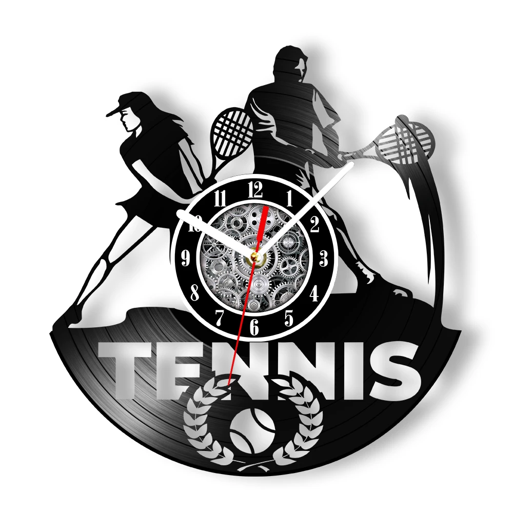 Tennis Vinyl Record Wall Clock For Living Room Racket Sports Home Decor Wall Watch Retro Music Album Clock Tennis Lover Gift