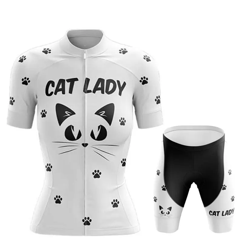 2023 WOMEN Cycling Jersey Set Funny Cartoon Cat Bike Clothes Summer Bicycle Clothing Cycling Set Maillot Conjunto Ropa Ciclismo