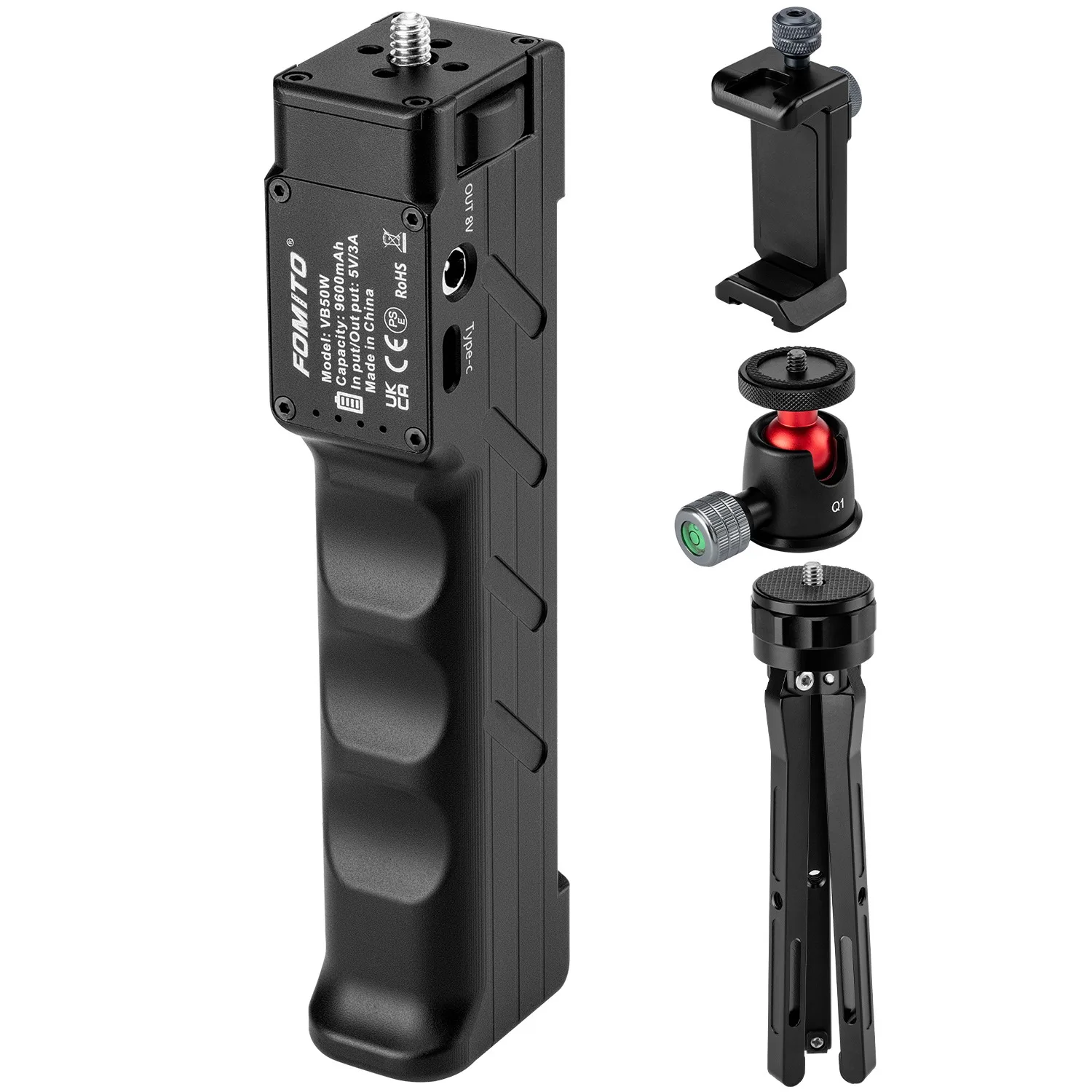 FOMITO 9600mAh Batterij Handgreep 18W Snel opladen Draagbare camera Vlog Video-accessoire voor buitenreizen Schieten