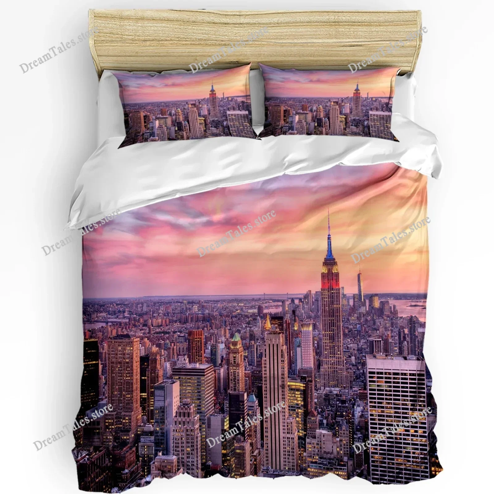 

3D Print New York English Text Landscape Bedding Set Duvet Cover Bed Set Quilt Cover Pillowcase Comforter King Queen Size Adult