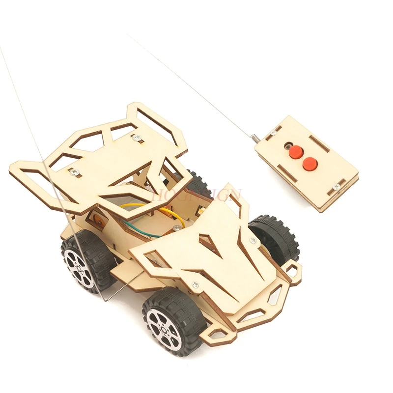 Imagem -04 - Diy Montado Jeep Controle Remoto Elétrico Madeira Puzzle Stem Toy Racing Car