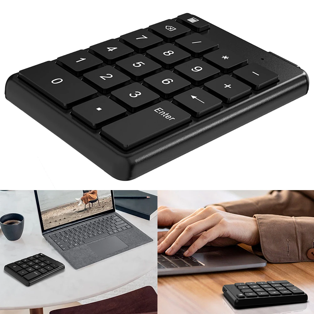 Bluetooth Wireless Numeric Keypad Portable Mini Number Keyboard 19 Keys External Number Pad for Laptop PC Accounting Supplies