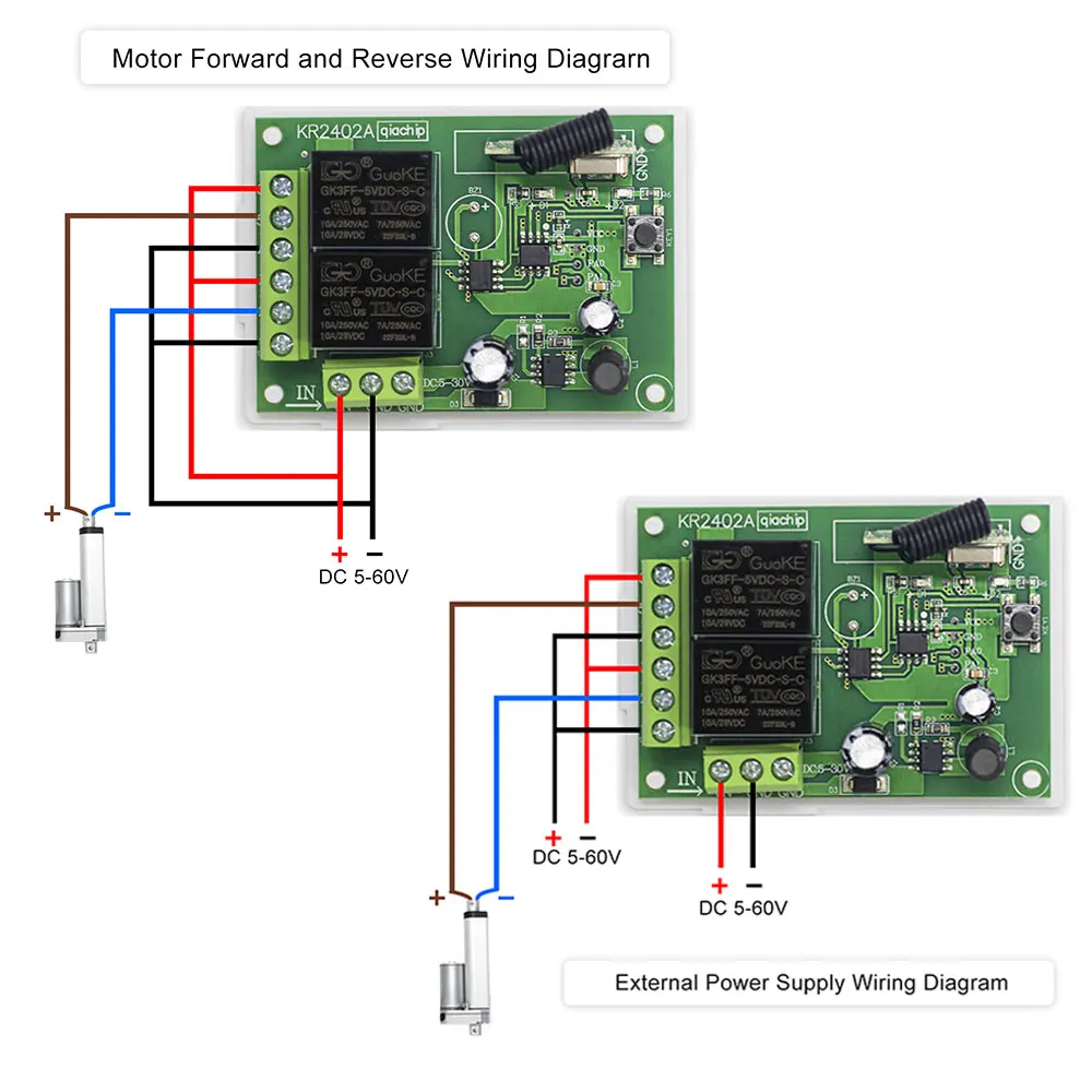 QIACHIP DC 5V-60V 2CH Switch With Remote Control Relay Module Universal 24V 2 Delay 433MHz Remote Control Switch Relay Receiver