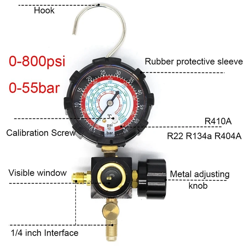 R134A Low Side Pressure Gauge R410A R22 R404A Single Manifold Gauge For Air Condition Refrigerant Charging