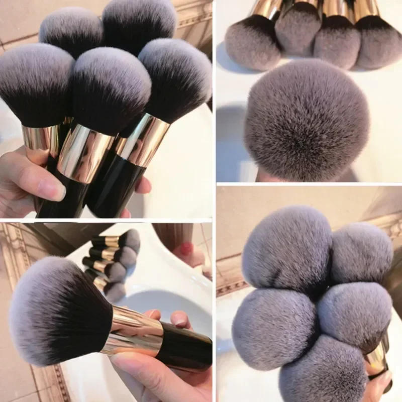 Grand manche rond pinceaux de maquillage fille noir professionnel poudre fond de teint Blush brosse accessoires cosmétiques