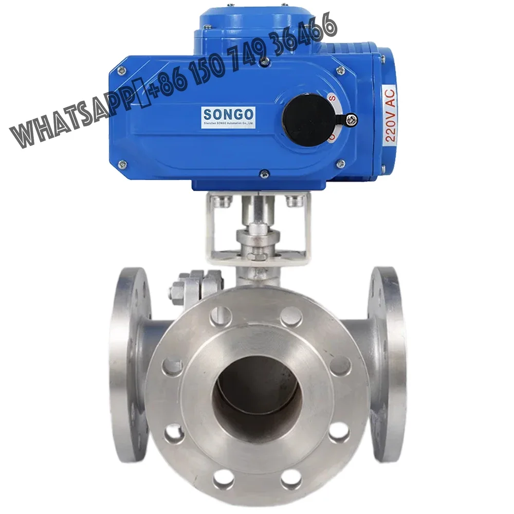 

DN80 3 Inch 3 Way Water Valve L Port DC 12V 24V Flange Type Electric Actuator CF8M Stainless Steel Motorized Ball Valve