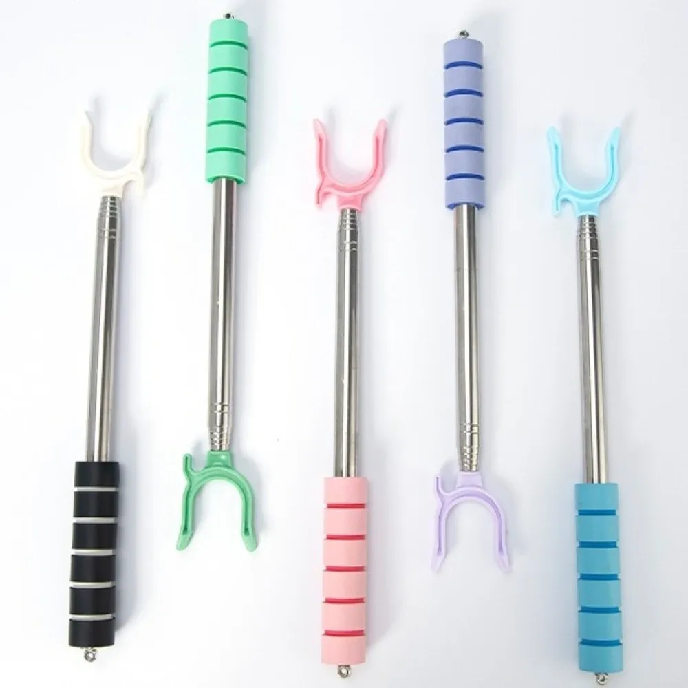 Stainless Steel Clothes Pole Portable with Anti-Slip Handle Retractable Clothes Fork Multi-Color Clothes Hanger Pole Outdoor