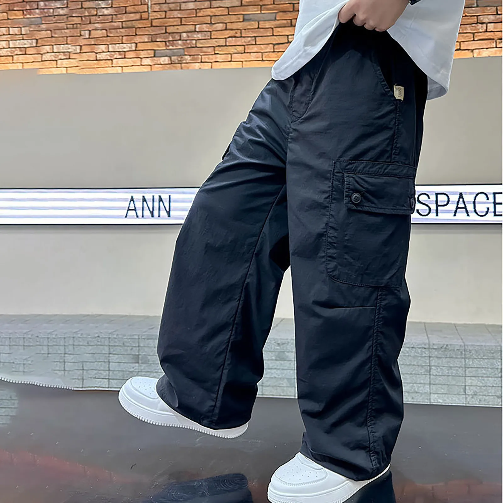 

New Boys Work Trousers Children Loose Hip-Hop Pants Summer Thin Fashion Wide-Legged Pants Spring Kids Casual Solid Sweatpants