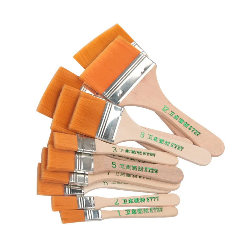 مجموعة فرش رسم زيتية احترافية برأس مسطح من النايلون - لا تساقط مثالية للأكريليك والألوان المائية - أداة مثالية لطلاب الفن