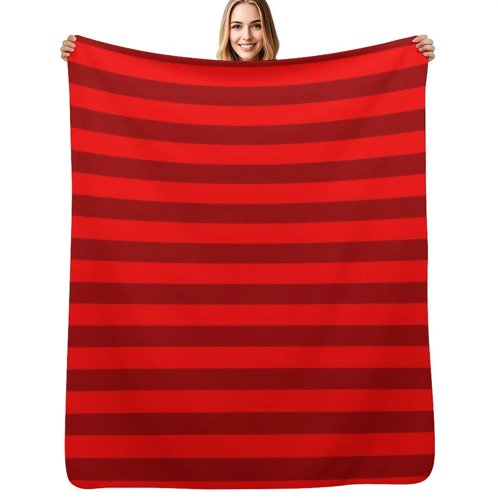 Red Maroon Stripes Throw Blanket All Season Soft Lightweight Blanket for Home