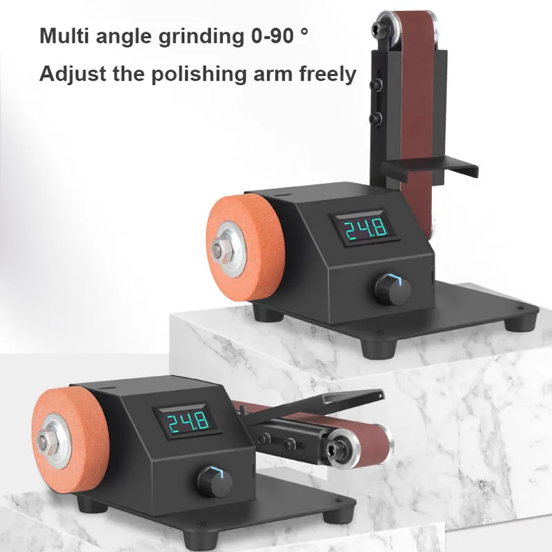 Mini Vertical Belt Sander Grinding Machine Stepless Speed Regulation Multi Angle Grinding Polishing Machine Knife Sharpener 350W