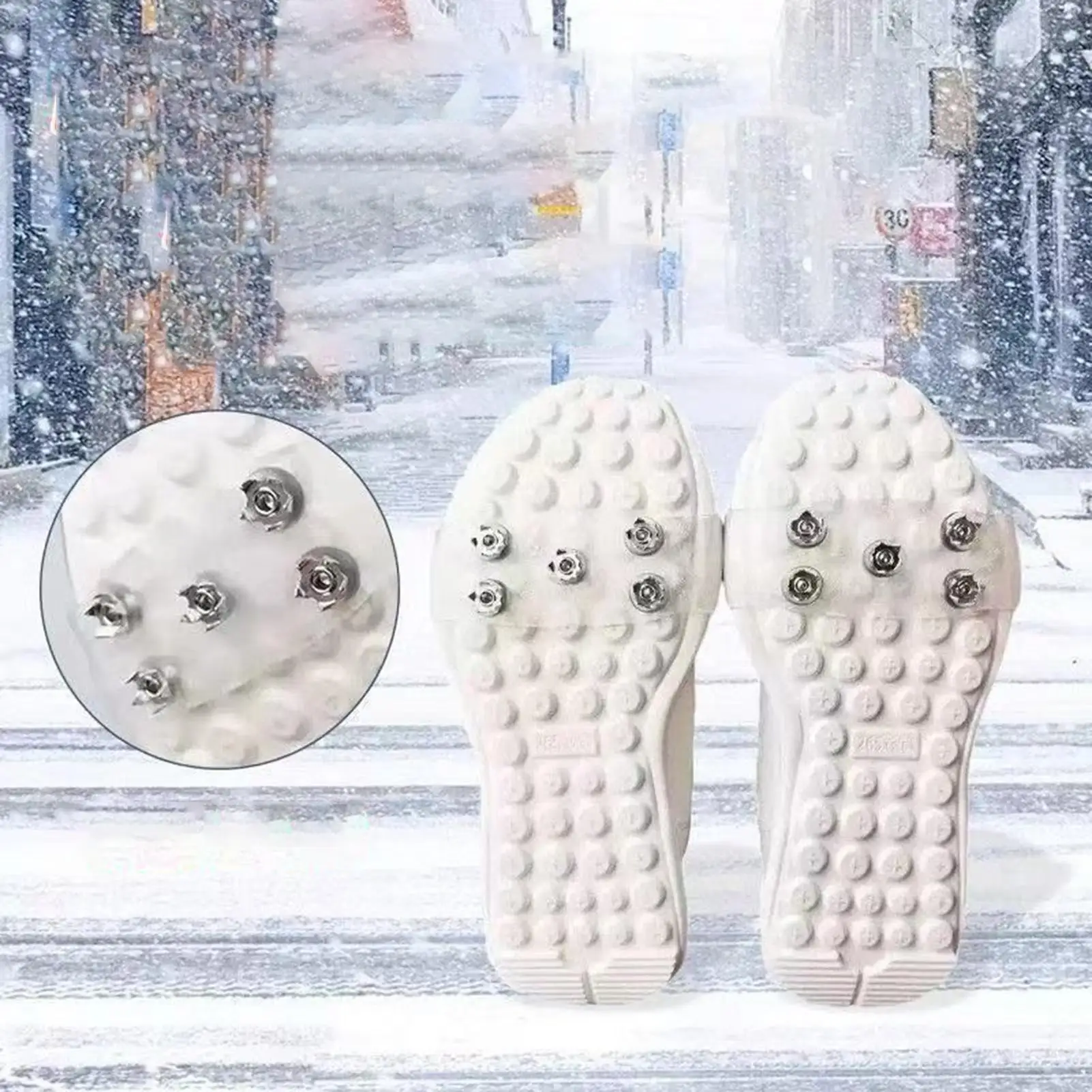 مرابط الثلج للأحذية، مقابض ثلج مضادة للانزلاق، مسامير جر للثلج والثلج في الهواء الطلق والمشي لمسافات طويلة والجري