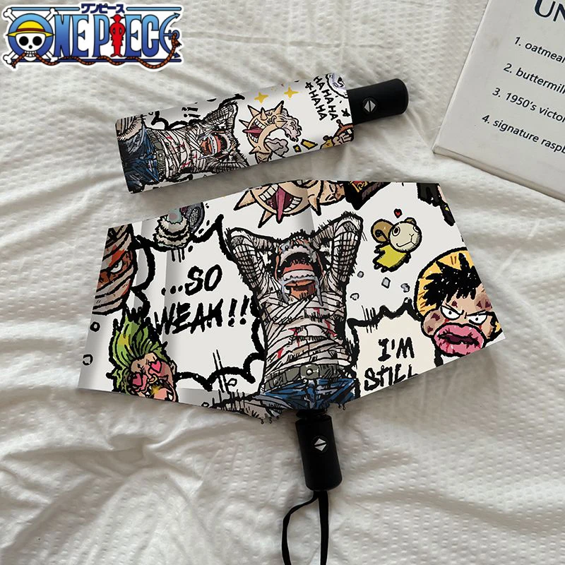 Anime One Piece Luffy Umbrella Parasol Children Black Glue Coated Anti-Uv Tri-Fold Parasol New Men Women Manual Umbrella Gift