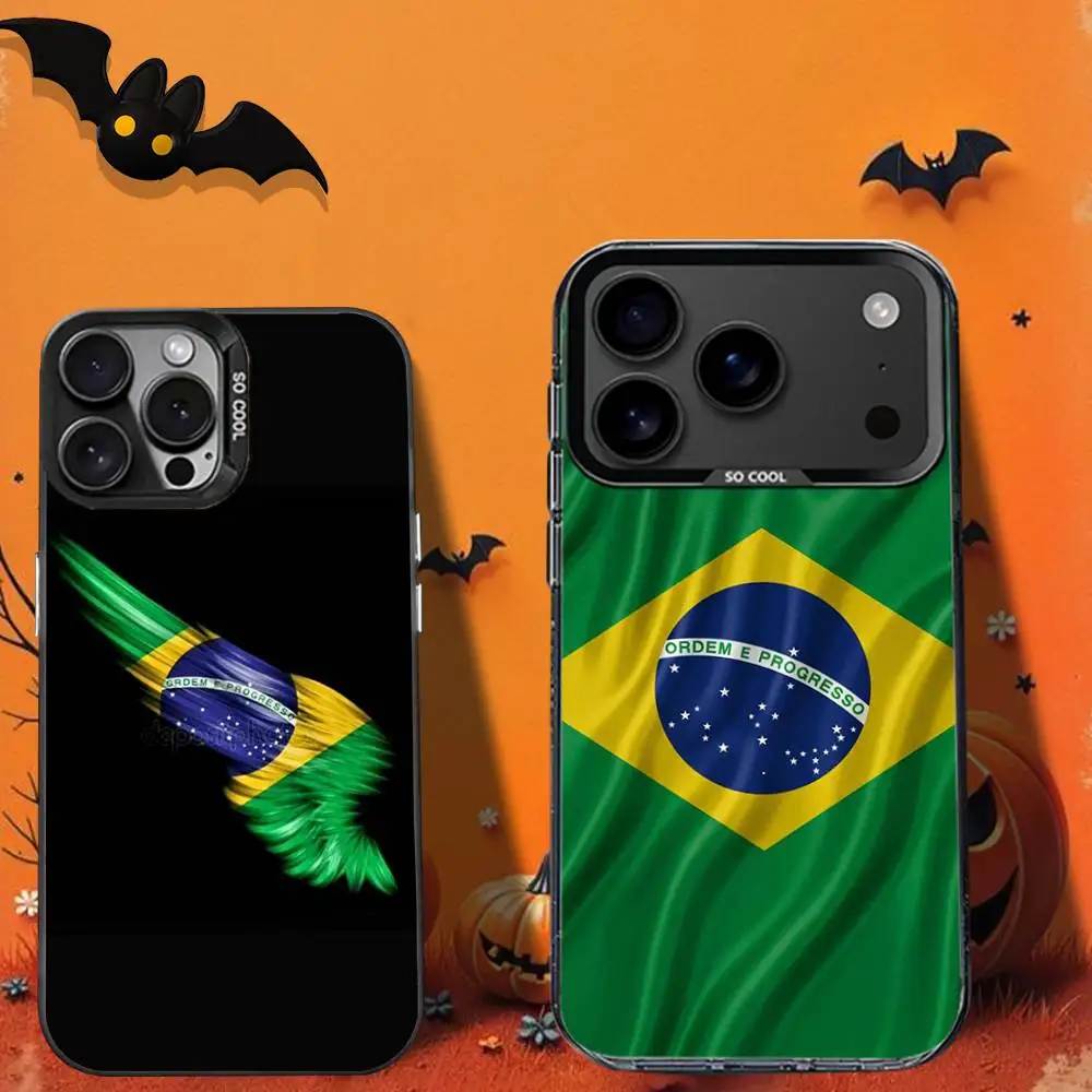 

Brazil F-Flag B-BrazilianS Phone Case For iPhone 16,12,13,17,15,1,11,Mini,Pro,SE,XS,MAX,Black Matte Silicone Cover
