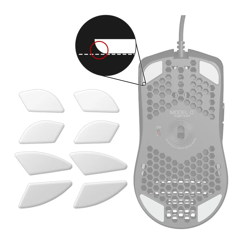 2 Sets Holtine Games 3.0Plus Rounded Curved Edges Mouse Skates for Glorious Model O Model O- Gaming Mouse Feet Pad Replacement