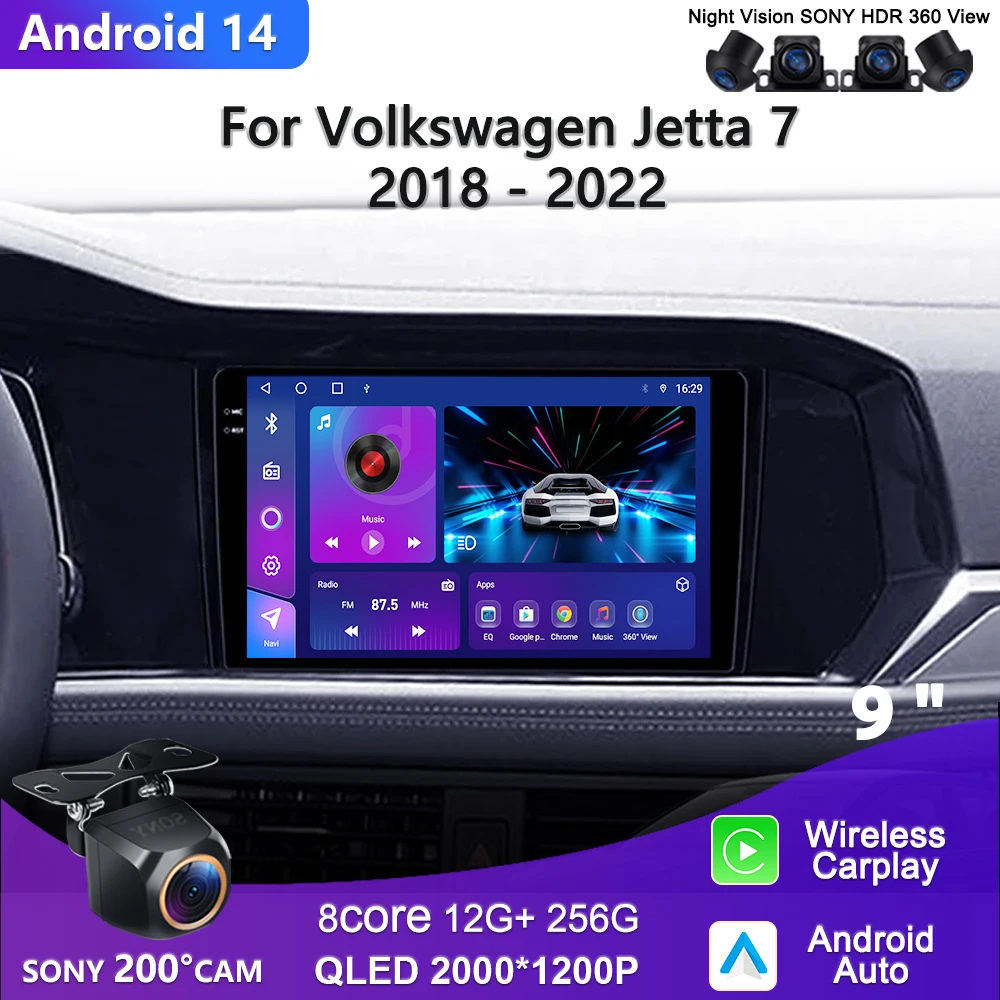 

Android 14 For Volkswagen Jetta 7 2018 - 2022 Car Radio Multimedia Video Player Navigation GPS No 2din DVD Head Unit Screen