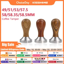 Coffee Tamper 41mm 49mm 51mm 53mm 57.5mm 58.35mm Wooden Handle Stainless Steel Delonghi Breville Barista Espresso Accessories