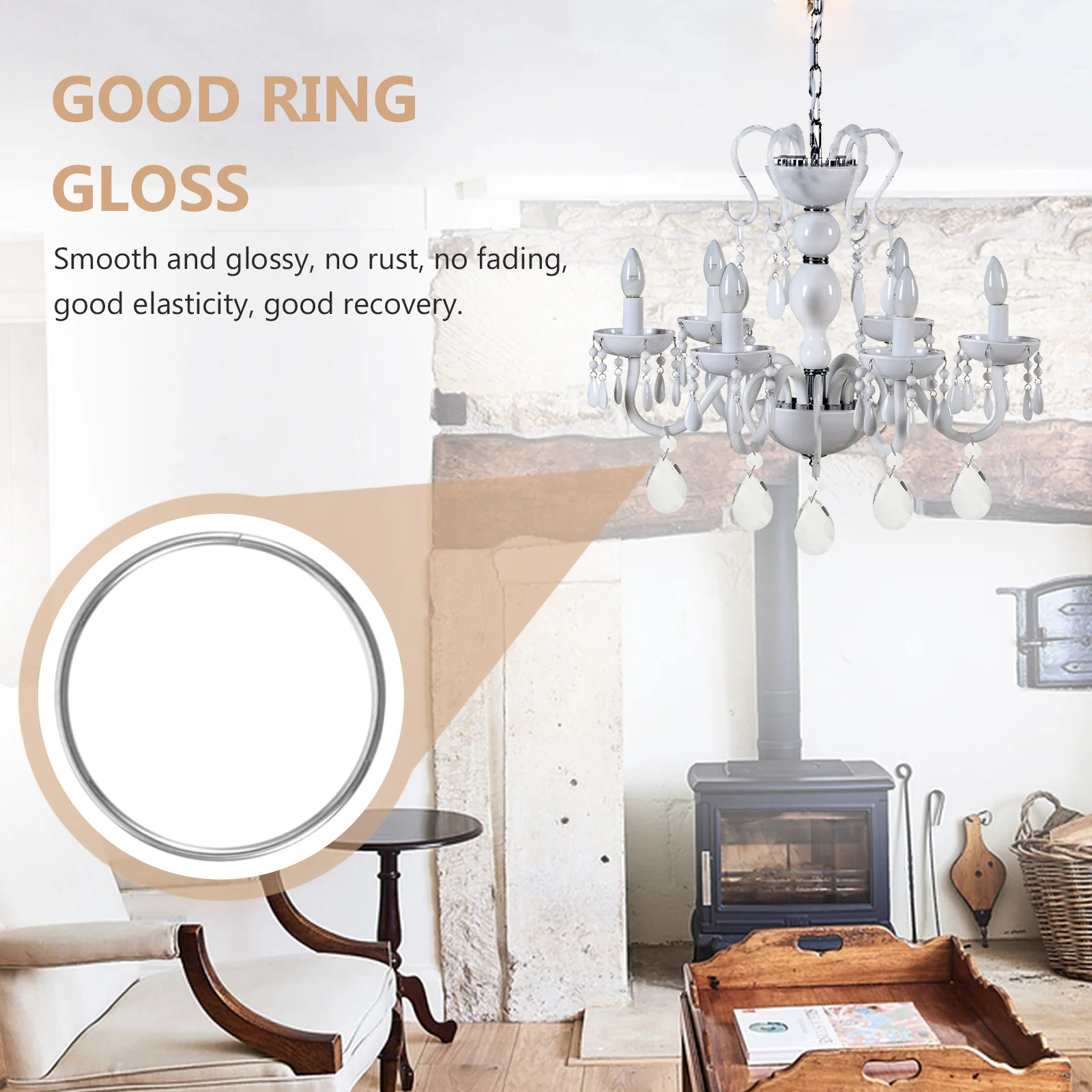 

100pcs Stainless Steel Chandelier Pendant Ring Durable Smooth For Crystal Lamp Diy Connector Drop Beads Part Jewelry Craft