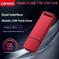 Lenovo 16TB Flash Drive OTG USB 3.2 High-Speed Transfer Pen-Style USB Drive Portable Metal Storage Drive Waterproof and Portable