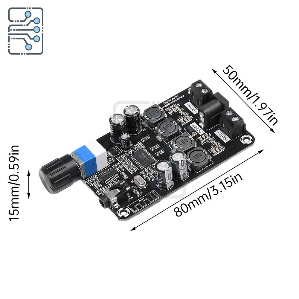 DC 12V-24V Class D amplifier module 50W*2 HiFi stereo Bluetooth 5.0 audio amplifier with adjustable volume protection amplifier