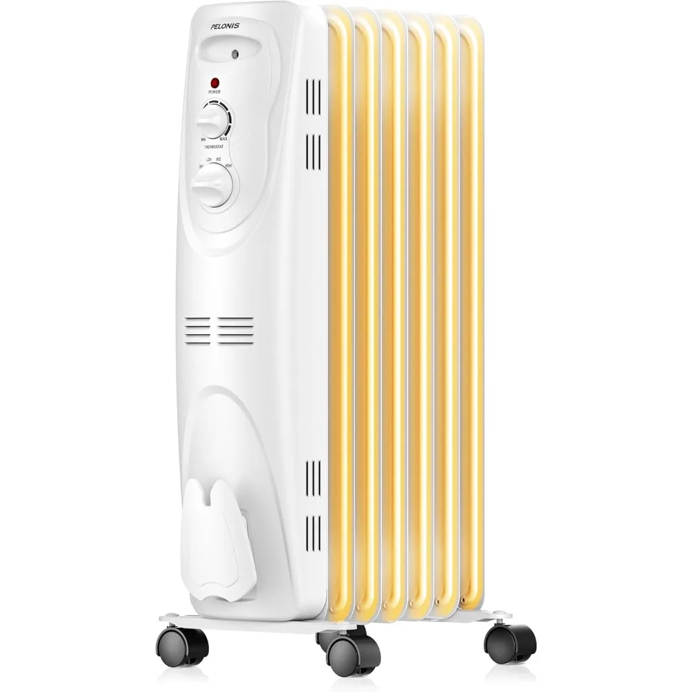 

Indoor oil filled radiator heater, large room safe with thermostat, 1500W energy-saving quiet space heater