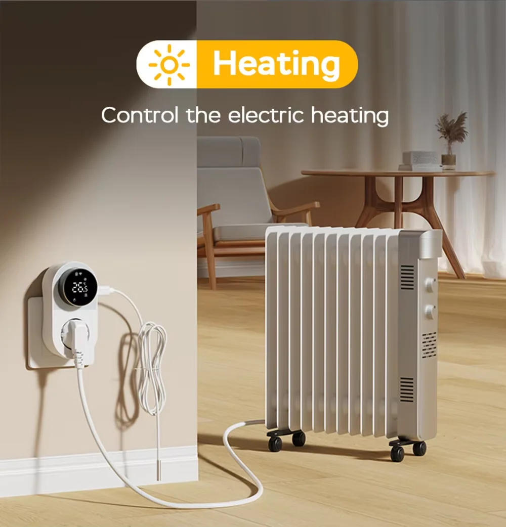 Knob Temperature Controller Timer Socket EU Thermostat with Temperature Sensor Digital Thermostat Switch Heating Cooling Control