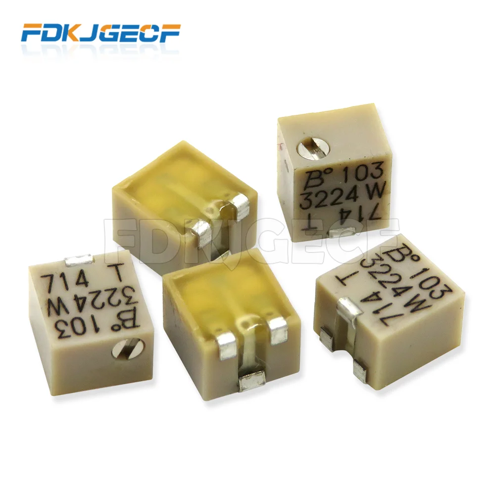 5pcs 3224W מתכוונן דיוק פוטנציומטר 100 200 500 R אוהם 1K 2K 5K 10K 20K 50K 100K 200K 1M 2M 3224 SMD Trimpo גוזם