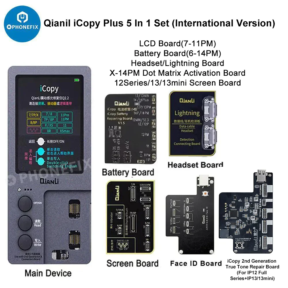 6 in 1 Qianli iCopy Plus 2.2 Programmer for iPhone 11 12 13 14 15 Pro max Face ID True Tone Battery Data Read and Write Repair