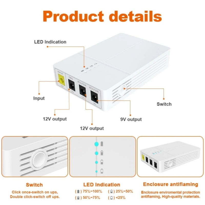 Mini DCUPS แบตเตอรี่สํารองแหล่งจ่ายไฟสํารองสําหรับโมเด็มเราเตอร์ Wifi รับประกันการเชื่อมต่อเครือข่ายอย่างต่อเนื่อง