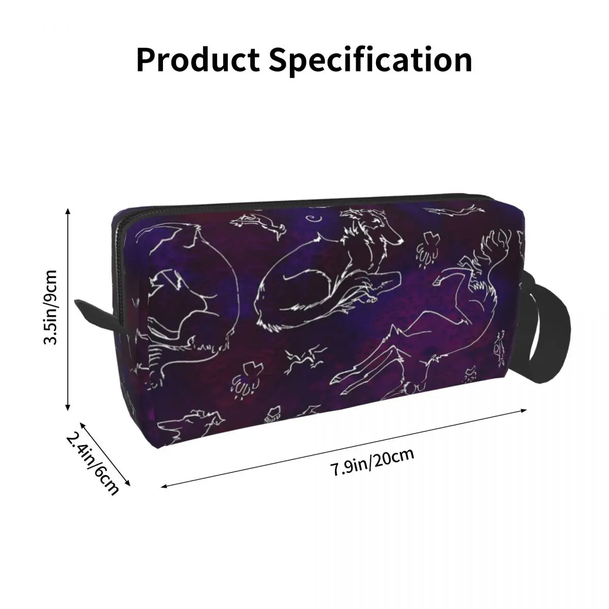 Greyhound Whippet Doodle Makeup Bag Pouch Cosmetic Bag for Men Women Sighthound Dog Toiletry Bags Storage Pouch Bag