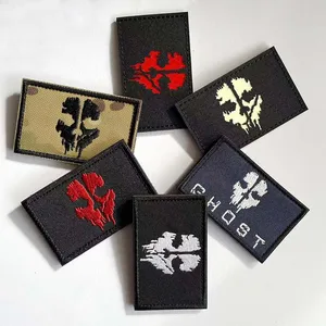 コールオブデューティゴーストフェイスマスクバッジファブリックアップリケフックとループパッチ、軍事戦術のエンブレムは暗くなります 6ベストセールスコールオブデューティマーチ-1