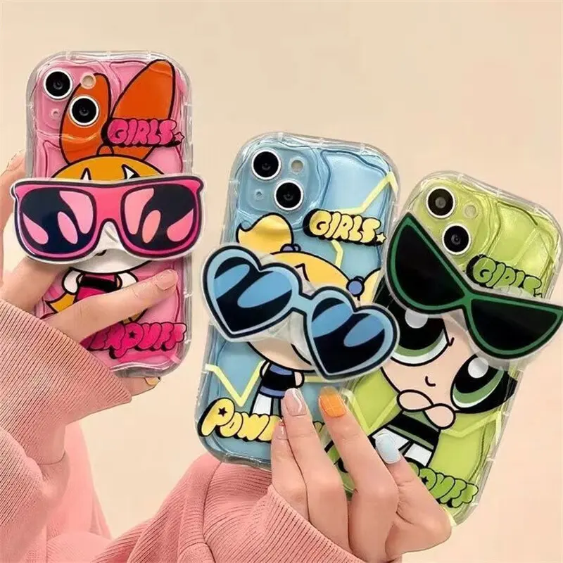 Cute Powerpuff Girls Sunglasses Bracket Case Cover for Realme C55 C35 C33 C21Y C25Y C30 C30S C21 C11 2021 C20 C15 C12 7i 8 5G