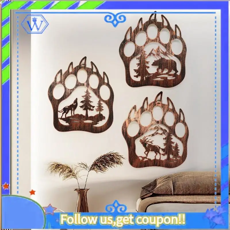 

Easy To Use 3Piece Indoor Decoration Supplies Metal Bear Decor With Forest Mountain Pine Trees Rustic Cabin Hunting Bear Decorat