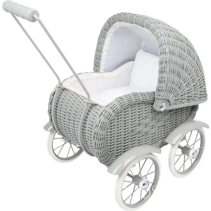 Nordic Rattan Hand-Pushed Walker Baby Hand-Held Walking Four-Wheel Toy Room Decoration Photo Props image 5