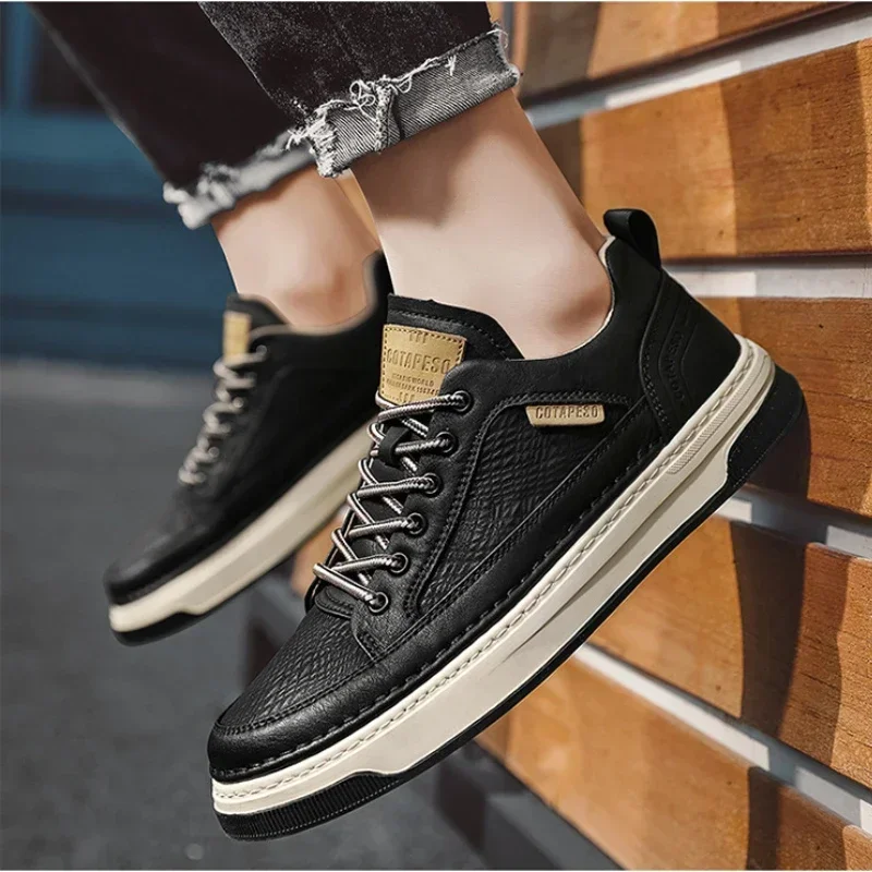 Fashion Casual Leather Shoes for Men 2024 Autumn Flats Black Shoes Brand White Male Sneakers Office Work Shoes Zapatos Casuales