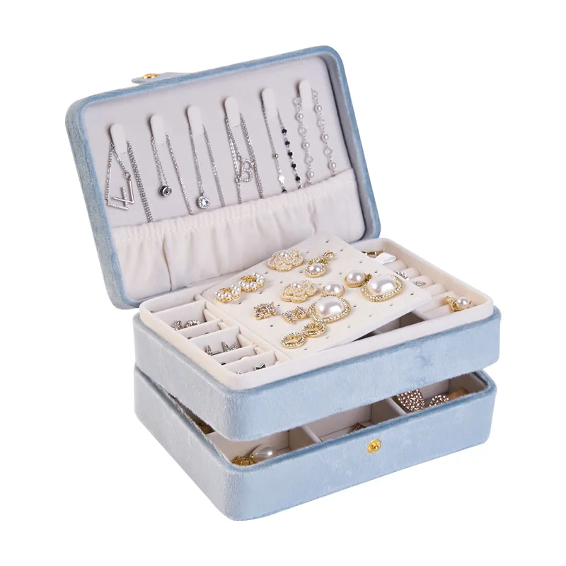 High Quality Velvet Jewelry Storage Box Travel Jewellery Display Case Suitable for Women Necklace Earrings Ring Bracelet Gift