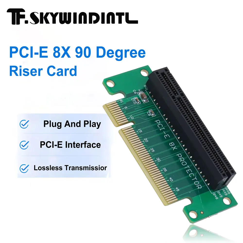 PCI-E 8X 90 Degree Riser Card Desktop Board PCI Express PCI-E X8 Side Opening Expansion Card for 1U 2U Server Desktops