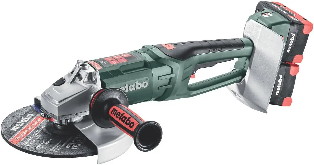 Metabo 36V (18V X 2) Cordless 9-Inch Angle Grinder Kit | (2) 18V 8.0 Ah Batteries | Brushless Motor | Rotatable Main Handle |