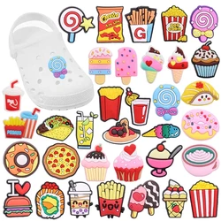 Hot Sales 1Pcs Pizza Sushi Ice Cream Taco Pop Corn Charm Kids Snacks Shoe Buckle Decorations Fit Birthday Gift